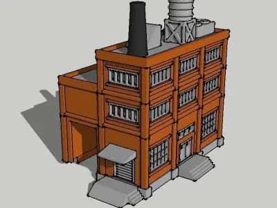 Large Factory with Train Passage by Outland Models 3D Printable 3D print model