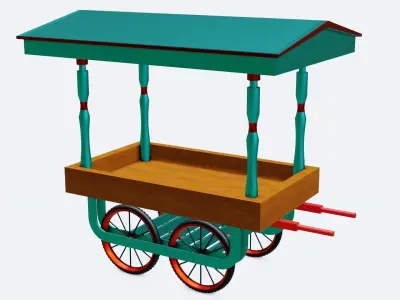 wooden cart or wooden kart modelling  3D model