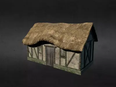 Medieval house Low-poly 3D model 14