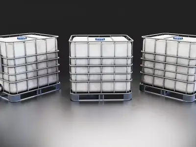 Industrial Liquid Storage IBC Container 3D Model Low-poly 3D model