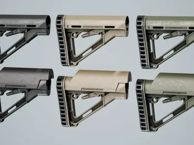 AR15 M4 M16 Stock Magpul TMC Low-poly 3D model