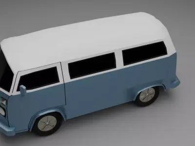Low Poly Van Stylized Game Ready Vehicle FBX STL OBJ Low-poly 3D model