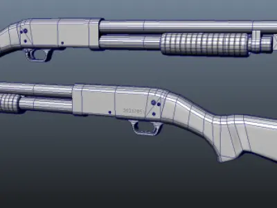 M37 Lowpoly Shotgun Low-poly 3D model