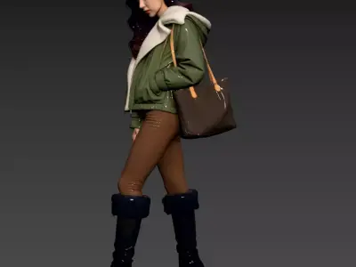 45- Chinese Style Scene - Girl in Military Jacket 3D model