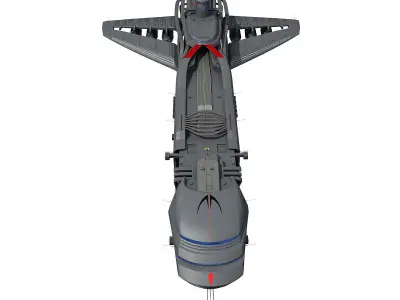 Black SciFi Frigate Spaceship 3D model