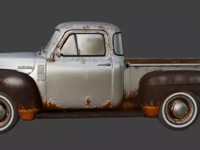 Vintage Rusty Pickup Truck 3D Model 3D model 34