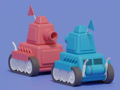 Cartoon Cute Tank 3D model