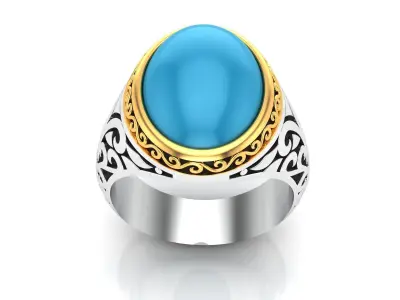 0117 - Firoza Stone Antique Ring 3D print model