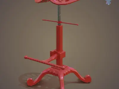Industrial Steel Tractor Stool Low-poly 3D model