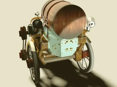 Tricycle steam powered bicycle 3D model