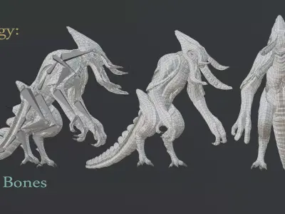 Alien in shadow Low-poly 3D model