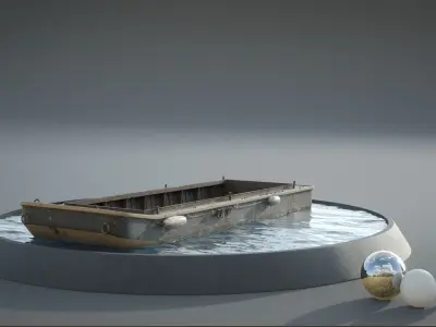 Barge old boat 3D model