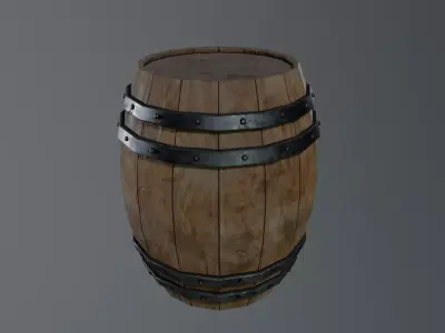 Medieval Wooden Barrel v2 Low-poly 3D model