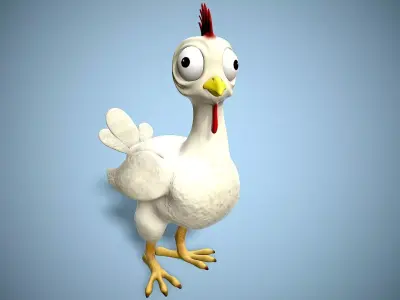 cartoon chicken Low-poly 3D model get