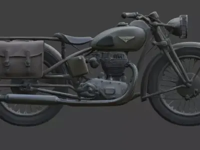 WWII Desert Military Motorcycle  Model Low-poly 3D model