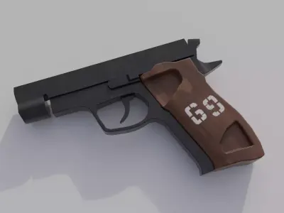Pistol Gun Low-poly 3D model purchase