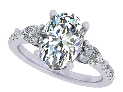 3carat Oval And Pear Stone Engagement Ring 3D print model purchase