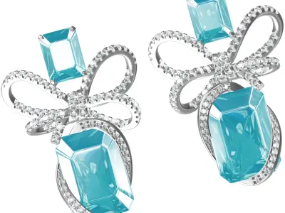 Beautiful Aquamarine Bow Earring 3D print model