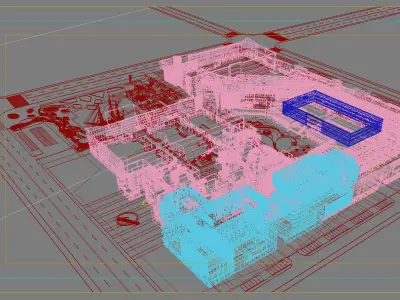 Architecture building in middle of city 3D model