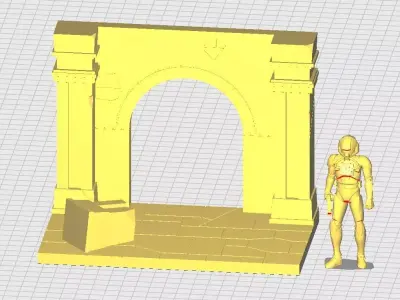 Ruined Stone Arch Building Diorama 3D print model