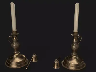 Brass Candle Stick Low-poly 3D model