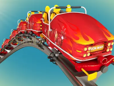 Roller Coaster Train Animated  3D model