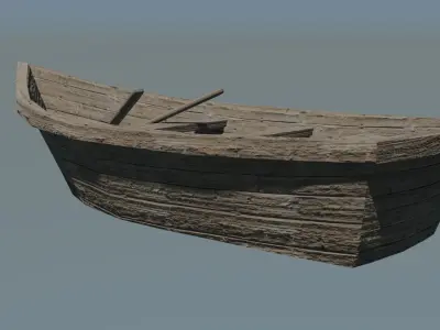 Wooden Boat Low-poly 3D model