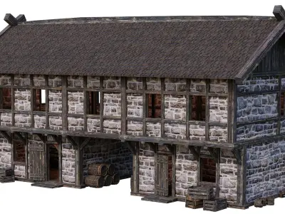 Old Medieval Building House 4K Textures GameReady 61 Low-poly 3D model