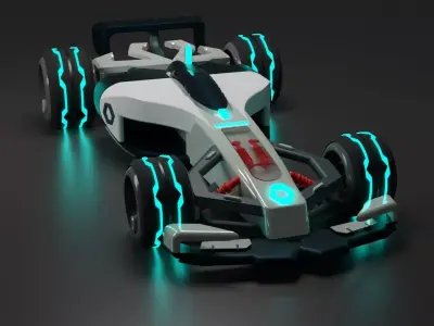 F1 car low poly 3D model