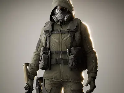 Post-Apocalyptic Modern Tactical  Soldier Low-poly 3D model