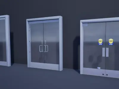 Commercial Glass Doors Low-poly 3D model