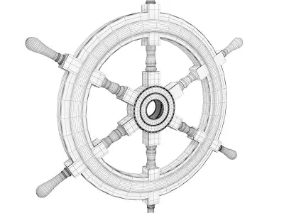 Wooden ship wheel  3D model