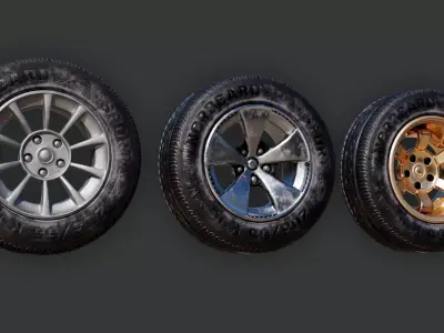 Multi-Resolution Wheel Collection Low-poly 3D model