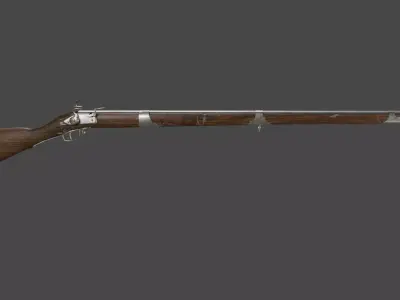 lowpoly gameready musket rifle Low-poly 3D model