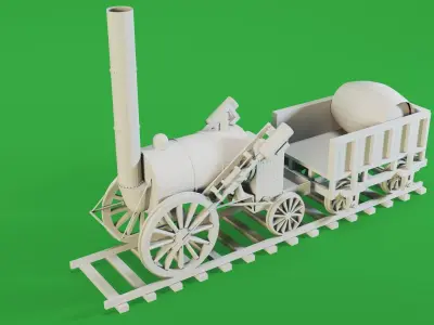 4 Locomotives- High detail 3d models Low-poly 3D model