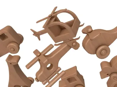 Wooden Toys Collection 3D model buy