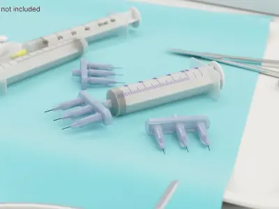 Multi Injector 3 Needles Straight Transparent 3D model