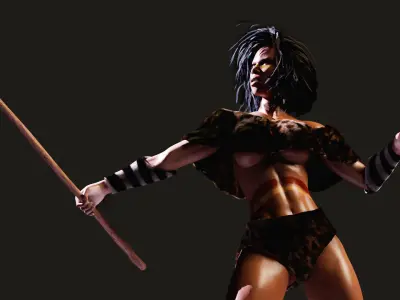 Rigged STONE AGE Female 3D model