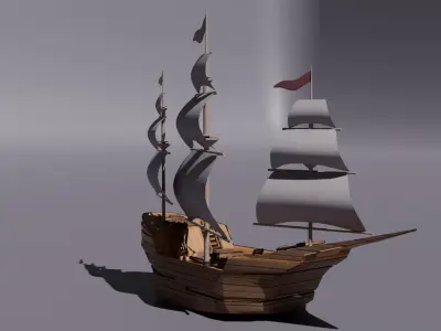 Wooden Boat 3D model 7