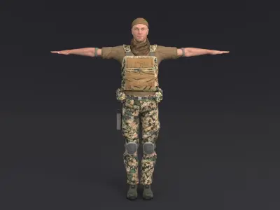 Soldier Rigged Low-poly 3D model get