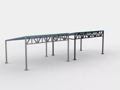 steel frame carport 04 3D model