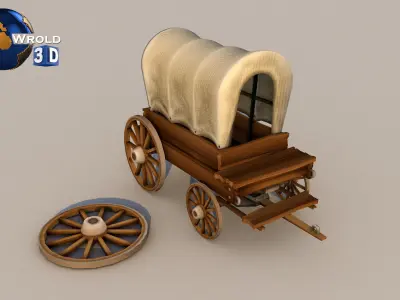 Medieval Cart Lowpoly Collection Pack 3D Model Low-poly 3D model