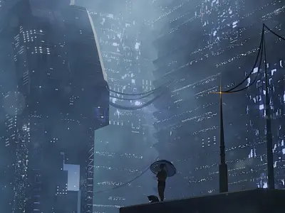 Cyberpunk Scifi Building collection  Low-poly 3D model