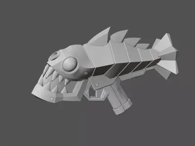 Shark Pistol Game Ready 3D Model Low-poly 3D model