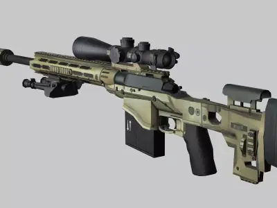 Sniper Denel 9NTW-20 Low-Poly 3D Model Low-poly 3D model