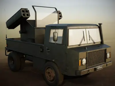 truck military with two guns Free low-poly 3D model