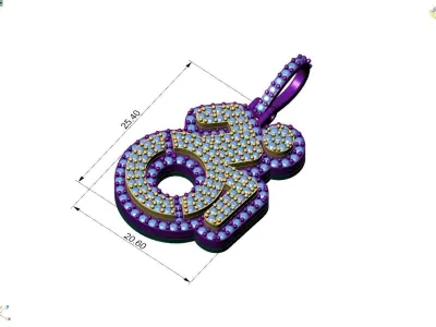 Custom Disabled Wheelchair Diamond Pendant - Necklace  3D print model