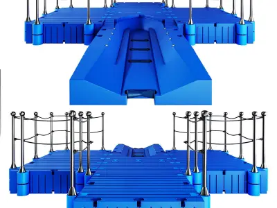 Pontoon plastic modular Low-poly 3D model