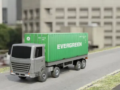 Lowpoly Truck Animated Low-poly 3D model