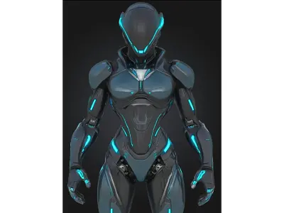 Female Sci-Fi Cyborg Character Low-poly 3D model